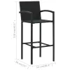  4 db fekete polyrattan bárszék