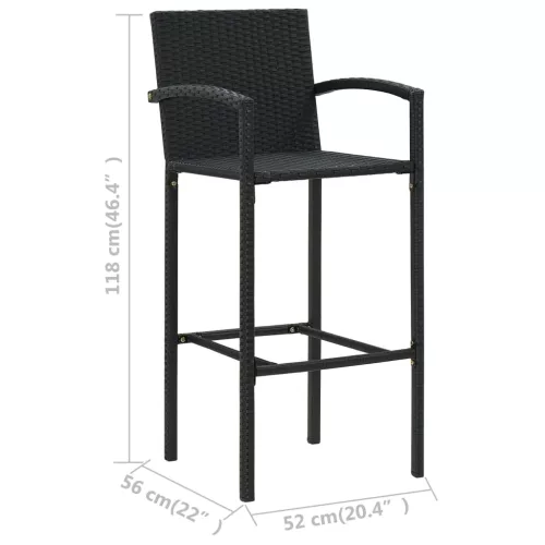  4 db fekete polyrattan bárszék