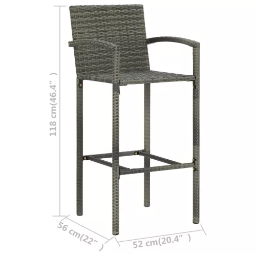  4 db szürke polyrattan bárszék