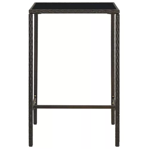  barna polyrattan és üveg kerti bárasztal 70 x 70 x 110 cm