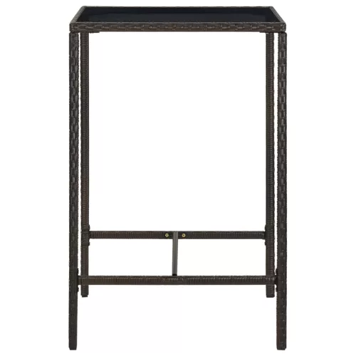  barna polyrattan és üveg kerti bárasztal 70 x 70 x 110 cm