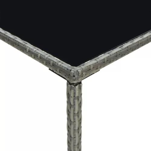  szürke polyrattan és üveg kerti bárasztal 70 x 70 x 110 cm