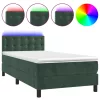  sötétzöld bársony rugós és LED-es ágy matraccal 80 x 200 cm
