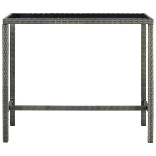  szürke polyrattan és üveg kerti bárasztal 130 x 60 x 110 cm
