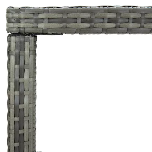  szürke polyrattan és üveg kerti bárasztal 130 x 60 x 110 cm