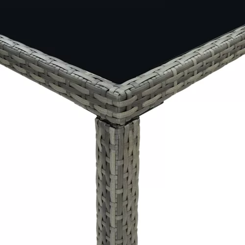  szürke polyrattan és üveg kerti bárasztal 130 x 60 x 110 cm