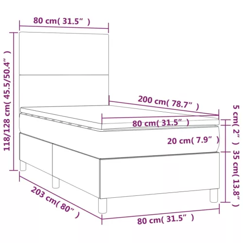  kék szövet rugós és LED-es ágy matraccal 80 x 200 cm