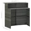  szürke polyrattan kerti bárasztal 120 x 55 x 110 cm