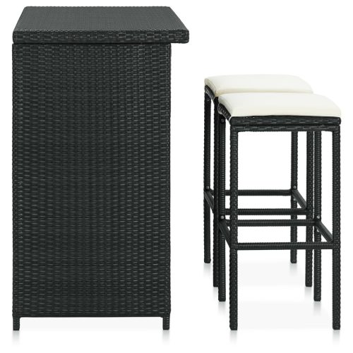  3 részes fekete polyrattan bárszett
