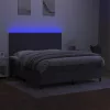 sötétszürke szövet rugós és LED-es ágy matraccal 180 x 200 cm