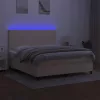  krémszínű szövet rugós és LED-es ágy matraccal 180 x 200 cm