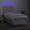  krémszínű szövet rugós és LED-es ágy matraccal 100x200 cm