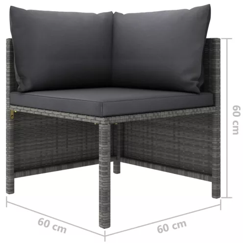 szürke elemes polyrattan sarokkanapé párnákkal