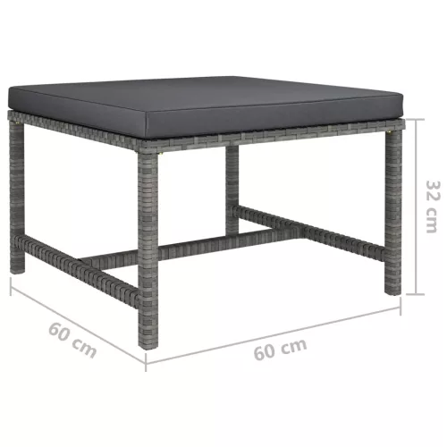  szürke polyrattan elemes lábtartó párnával