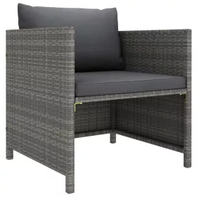  szürke polyrattan kerti kanapé párnákkal