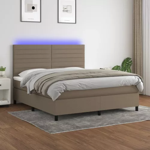  tópszínű szövet rugós és LED-es ágy matraccal 160x200 cm