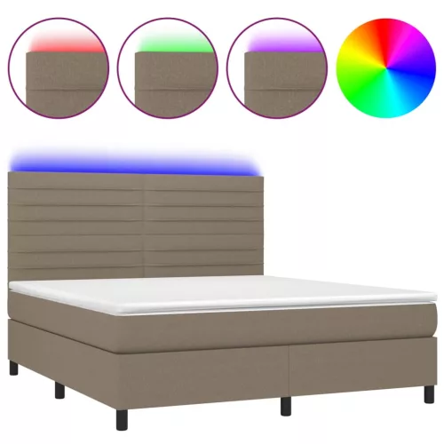  tópszínű szövet rugós és LED-es ágy matraccal 160x200 cm