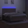  tópszínű szövet rugós és LED-es ágy matraccal 160x200 cm