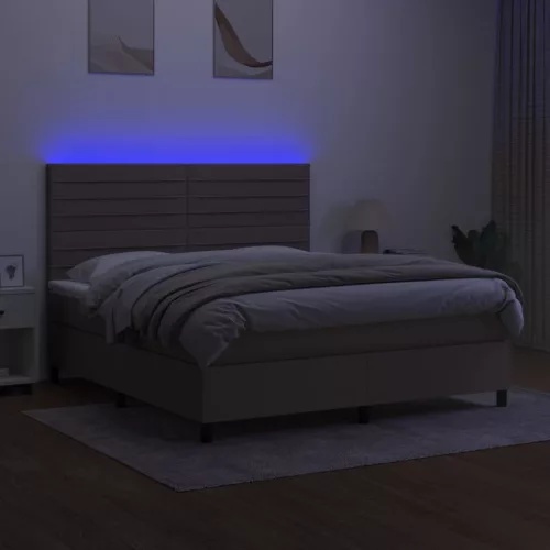 tópszínű szövet rugós és LED-es ágy matraccal 160x200 cm