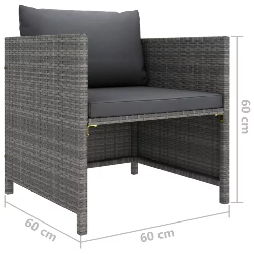  szürke polyrattan kerti kanapé párnákkal