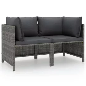  szürke kétszemélyes polyrattan kerti kanapé párnákkal
