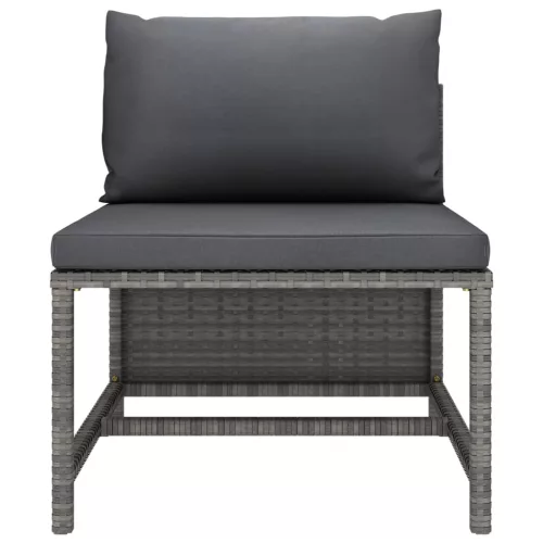  3 személyes szürke polyrattan kerti kanapé párnákkal