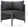  3 személyes szürke polyrattan kerti kanapé párnákkal