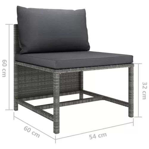  szürke négyszemélyes polyrattan kerti kanapé párnákkal