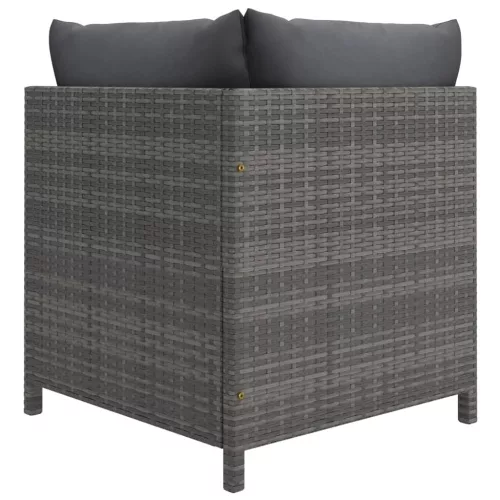  4 részes szürke polyrattan kerti ülőgarnitúra párnákkal