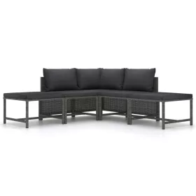    5 részes szürke polyrattan kerti ülőgarnitúra párnákkal