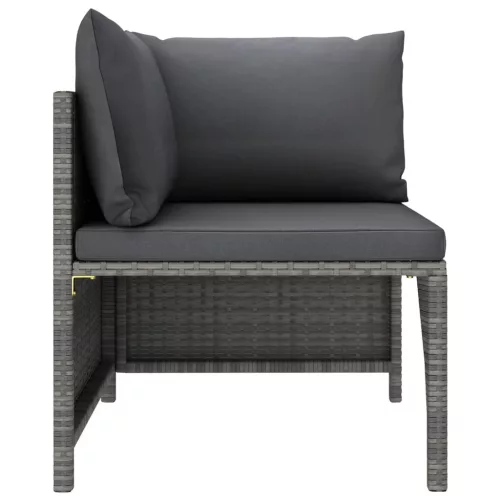  5 részes szürke polyrattan kerti ülőgarnitúra párnákkal
