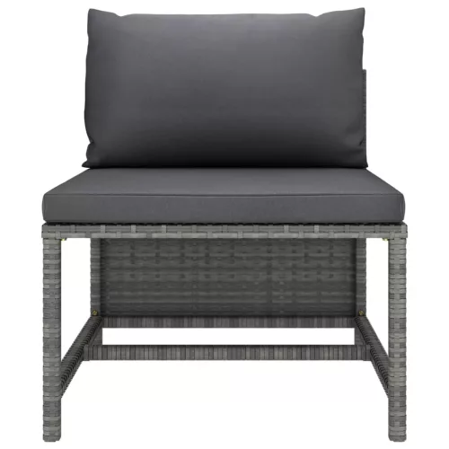  5 részes szürke polyrattan kerti ülőgarnitúra párnákkal