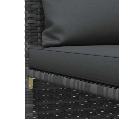 4 részes szürke polyrattan kerti kanapészett párnákkal 