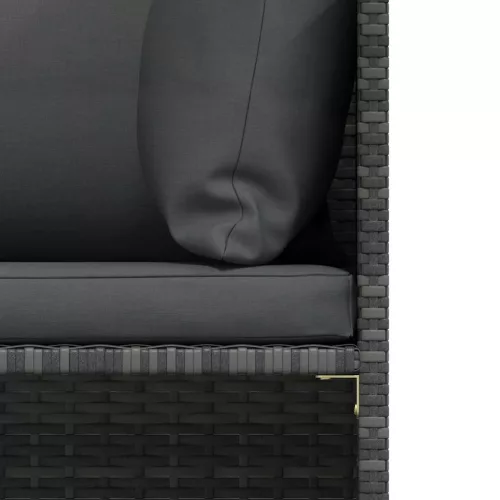  4 részes szürke polyrattan kerti kanapészett párnákkal 