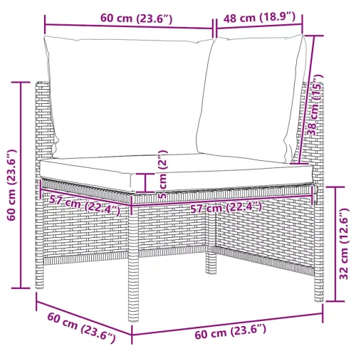  4 részes szürke polyrattan kerti kanapészett párnákkal 