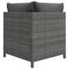  3 részes szürke polyrattan kerti bútorszett párnákkal