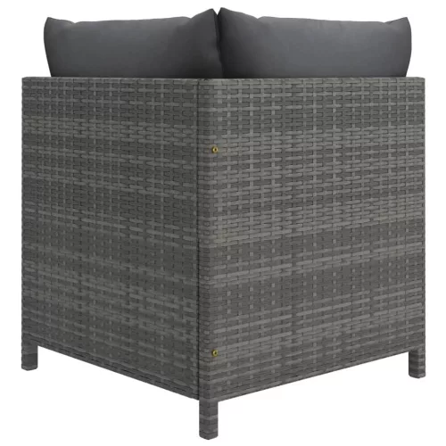 3 részes szürke polyrattan kerti bútorszett párnákkal