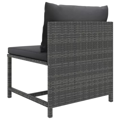  3 részes szürke polyrattan kerti bútorszett párnákkal
