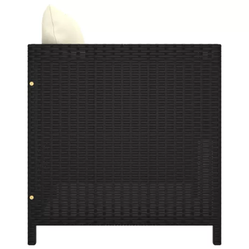 fekete polyrattan kerti kanapé párnákkal