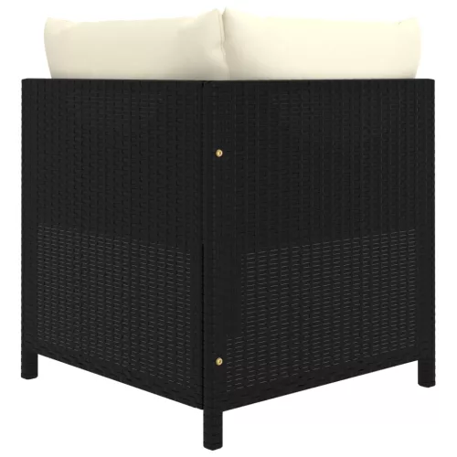  fekete kétszemélyes polyrattan kerti kanapé párnákkal