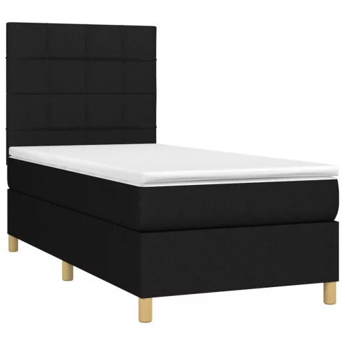  fekete szövet rugós és LED-es ágy matraccal 90x190 cm
