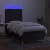  fekete szövet rugós és LED-es ágy matraccal 90x190 cm
