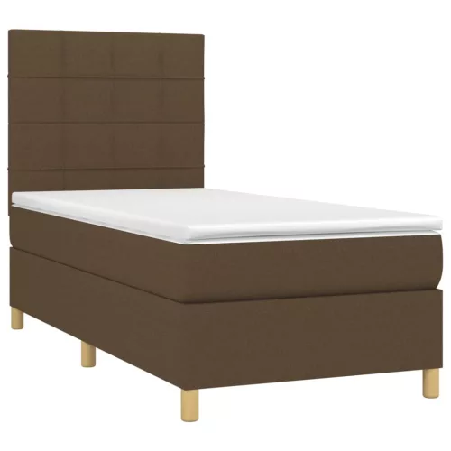  barna szövet rugós és LED-es ágy matraccal 90x200 cm