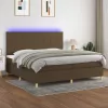  barna szövet rugós és LED-es ágy matraccal 200x200 cm