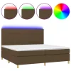  barna szövet rugós és LED-es ágy matraccal 200x200 cm
