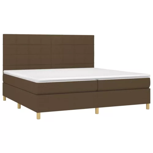  barna szövet rugós és LED-es ágy matraccal 200x200 cm