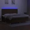  barna szövet rugós és LED-es ágy matraccal 200x200 cm