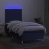  kék szövet rugós és LED-es ágy matraccal 90x190 cm