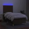  barna szövet rugós és LED-es ágy matraccal 90x200 cm