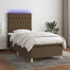 barna szövet rugós és LED-es ágy matraccal 90x190 cm